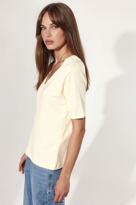 V-hals Effen Regular Fit Katoenen T-Shirt - Image 2