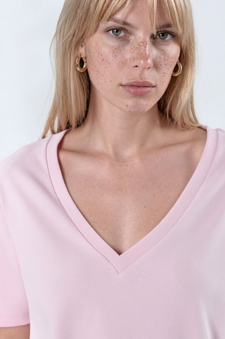 V-hals Effen Regular Fit Katoenen T-shirt - Image 4