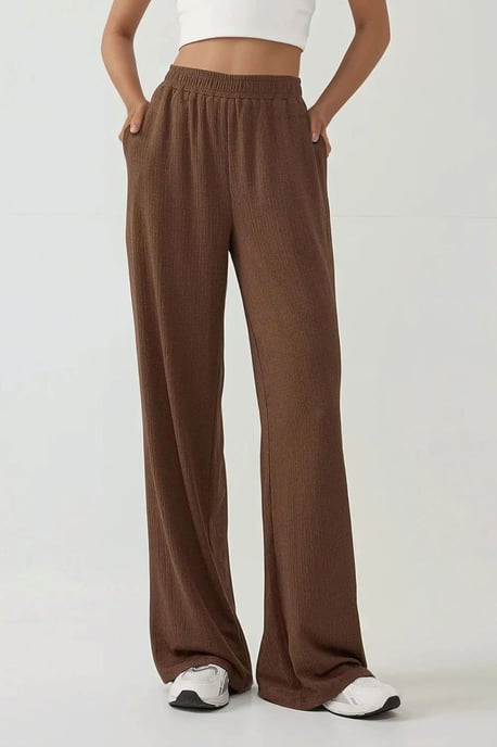 Brede Leg Textuur Gebreide Broek - Image 1