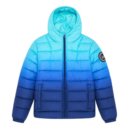 Jongens Gepufferde Jasje Kinderen Blauw Oceaan Vervaagd Met Capuchon Gevoerde Warme Jas - Image 1