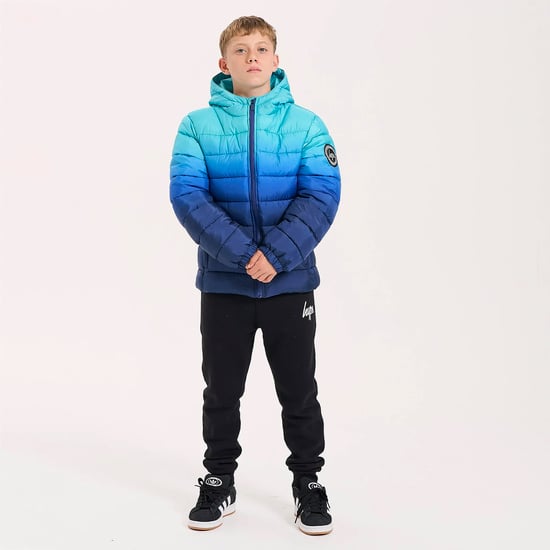 Jongens Gepufferde Jasje Kinderen Blauw Oceaan Vervaagd Met Capuchon Gevoerde Warme Jas - Image 3