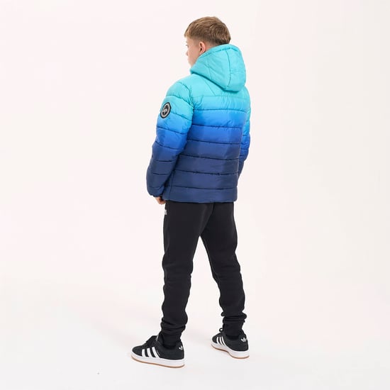 Jongens Gepufferde Jasje Kinderen Blauw Oceaan Vervaagd Met Capuchon Gevoerde Warme Jas - Image 4