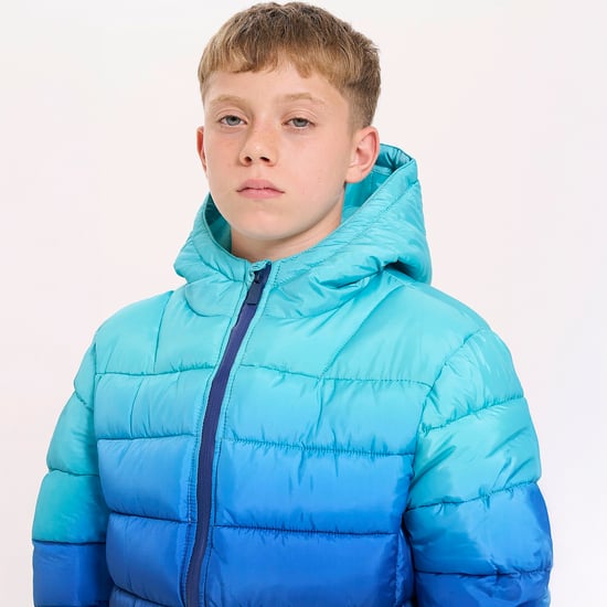 Jongens Gepufferde Jasje Kinderen Blauw Oceaan Vervaagd Met Capuchon Gevoerde Warme Jas - Image 5