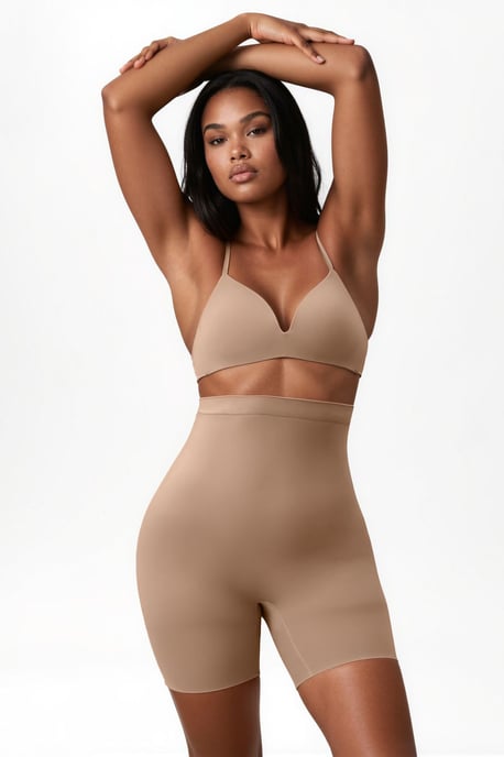 Premium naadloze hoge taille shorts tot halverwege het bovenbeen shapewear - Image 1