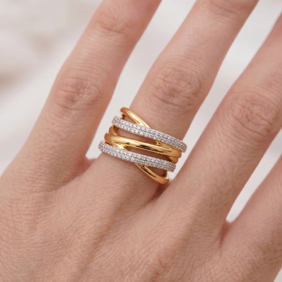 Luxenter Ring in Brilliant Metal en Zirconia Alloy afgewerkt in 18 karaat geel goud - Ximara - Image 5