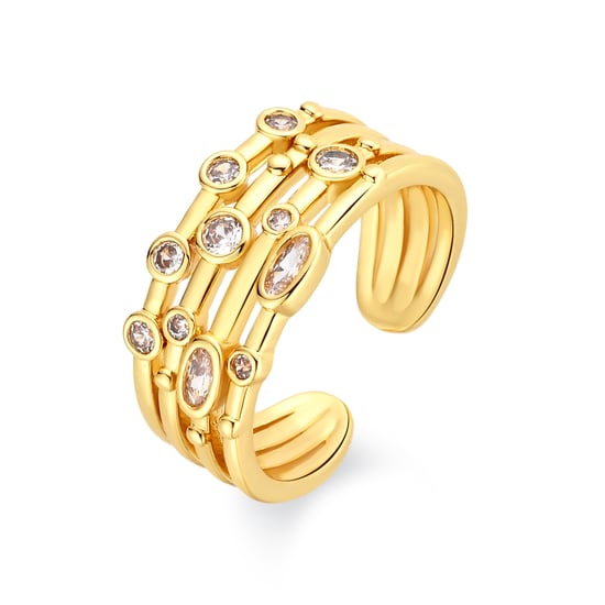 Luxenter Ring in Brilliant Metal en Zirconia Alloy afgewerkt in 18 karaats geel goud - Ulethel - Image 1