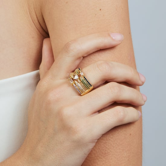 Luxenter ring in metaallegering en multicolor zirkonia, afgewerkt in 18 karaat geelgoud - Thihsak - Image 4