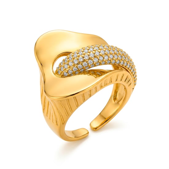 Luxenter Ring met schitterende zirkonia, afgewerkt in 18 karaats geelgoud - Lefri - Image 1