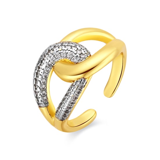 Luxenter Brilliant Metal en Zirconia Alloy Ring afgewerkt in 18 karaat geelgoud - Denan - Image 1