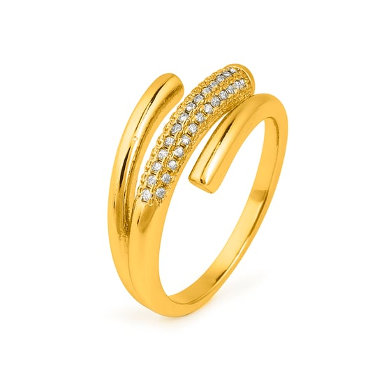 Luxenter Ring met schitterende zirkonia, afgewerkt in 18 karaats geelgoud - Jedrac - Image 1