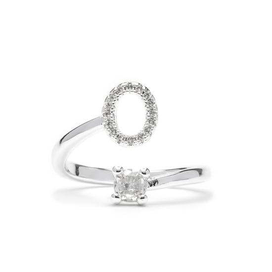 Luxenter Ring met glanzende zirkonia, zilveren afwerking - Alphabet - Image 1