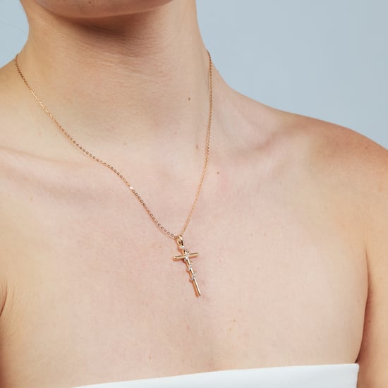 Luxenter ketting in briljant metaal en zirkonia legering afgewerkt in 18 karaat roségoud - Cruz - Image 4