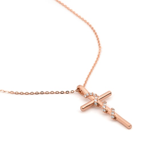Luxenter ketting in briljant metaal en zirkonia legering afgewerkt in 18 karaat roségoud - Cruz - Image 6