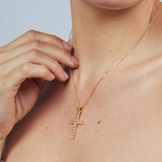 Luxenter ketting in briljant metaal en zirkonia legering afgewerkt in 18 karaat geel goud - Amku - Image 3