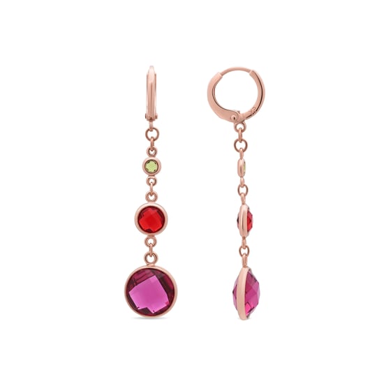 Luxenter oorbellen in metaallegering en multicolor zirkonia, afgewerkt in 18 karaat roségoud - Huis - Image 1