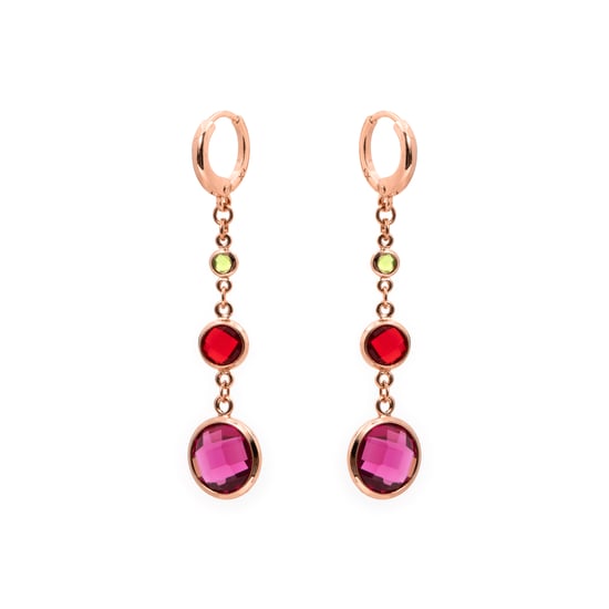 Luxenter oorbellen in metaallegering en multicolor zirkonia, afgewerkt in 18 karaat roségoud - Huis - Image 3