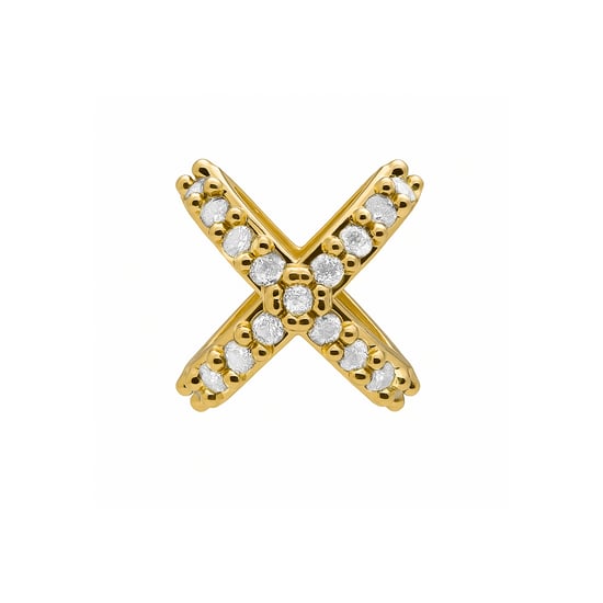 Luxenter Piercing met glanzende zirkonia, afgewerkt in 18k geelgoud - Marza - Image 1