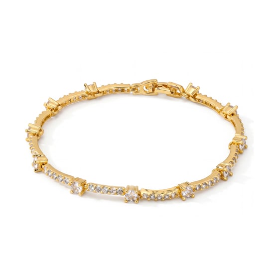 Luxenter armband in briljant metaal en zirkonia legering, afgewerkt in 18 karaat geel goud - Raydowa - Image 1