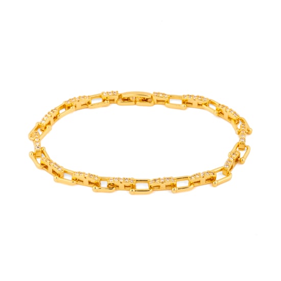 Luxenter Armband met glanzende zirkonia, afgewerkt met 18-karaats geelgoud - Dordel - Image 1