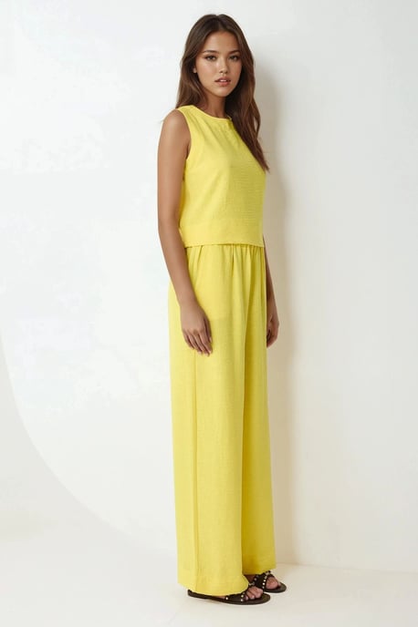 Linnen Voel Blouse & Elastische Taille Broek Tweedelige Coördinatie Set - Image 4