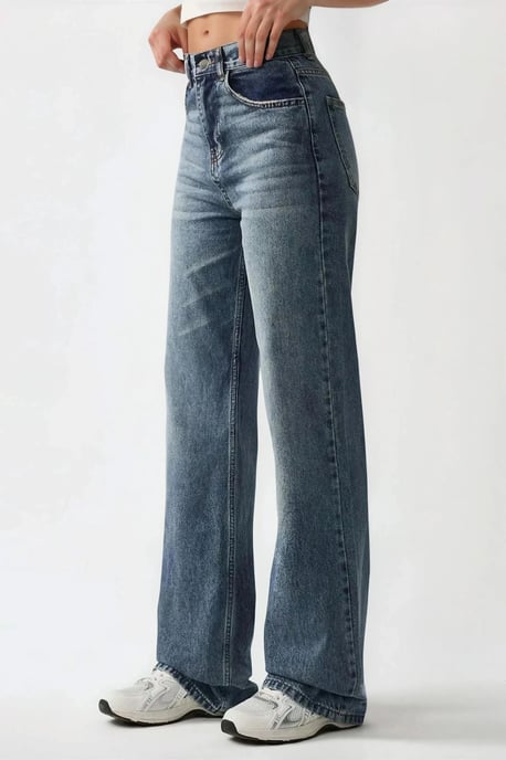 Hoge Taille Rechtafstaande Denim Jeans - Image 1
