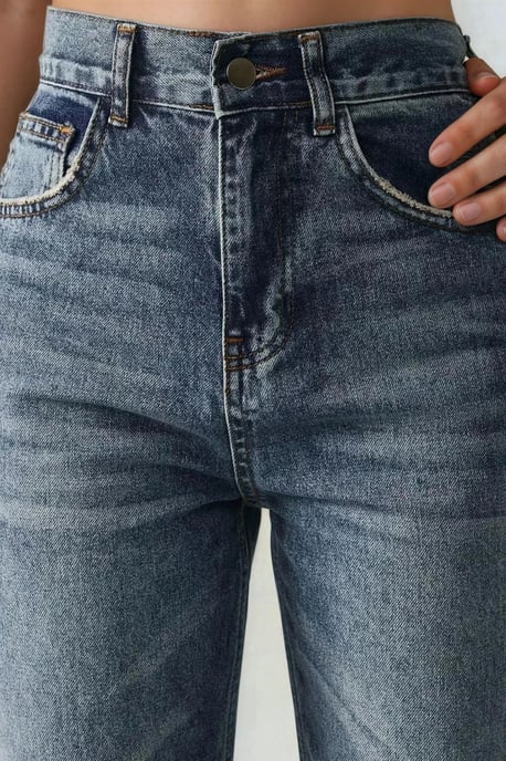 Hoge Taille Rechtafstaande Denim Jeans - Image 4