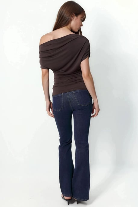 Asymmetrische Kraag Korte Mouw Blouse - Image 3