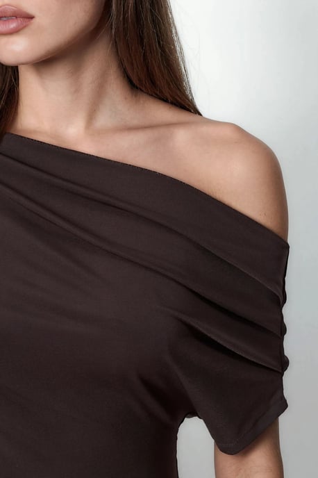 Asymmetrische Kraag Korte Mouw Blouse - Image 5