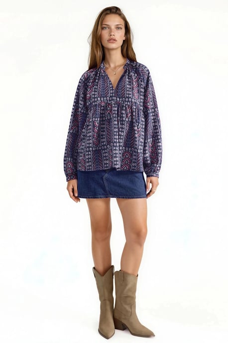Ballonmouw Patroon Blouse - Image 3