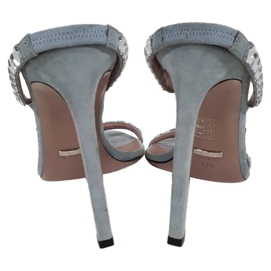 Gucci Kristallen Versierde Slingback Sandalenhakken in Blauwe Suède - Image 3