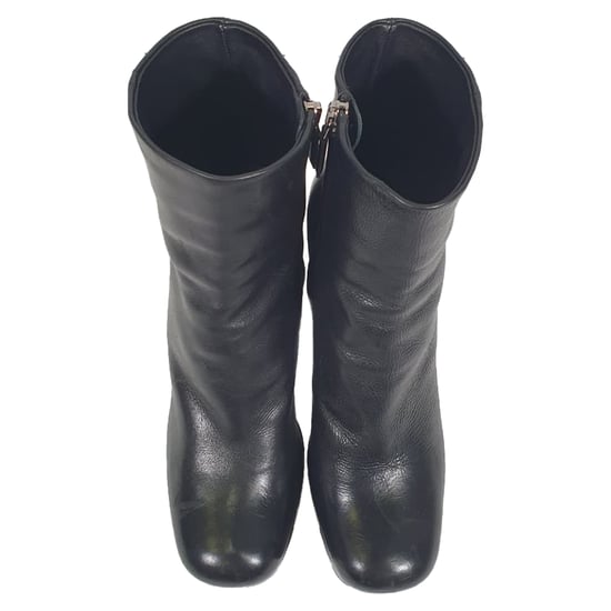 Prada Platform Enkellaarsjes in Zwart Leer - Image 4