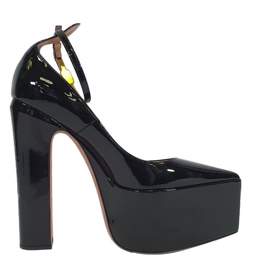 Valentino Garavani Tan-Go 165 Plateau Pumps in Zwart Glanzend Leer - Image 1