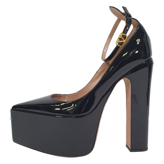 Valentino Garavani Tan-Go 165 Plateau Pumps in Zwart Glanzend Leer - Image 4
