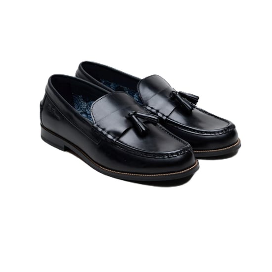 Ben Sherman Sid Brush Off Leren Zwarte Tassel Instappers voor Mannen - Image 1