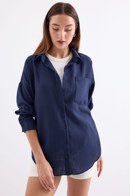 Linnen Gemixt Shirt met Knopen Sluiting - Image 3