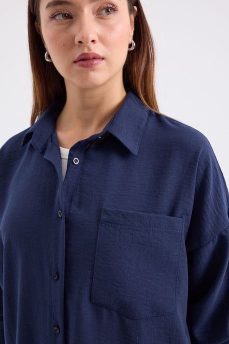 Linnen Gemixt Shirt met Knopen Sluiting - Image 4