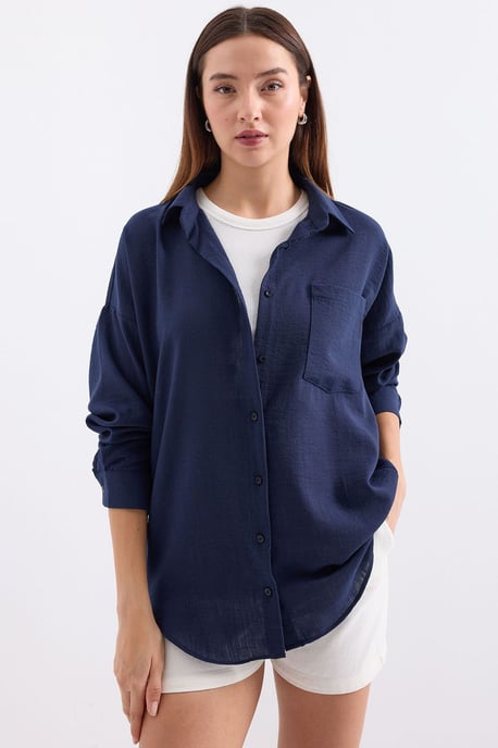 Linnen Gemixt Shirt met Knopen Sluiting - Image 5