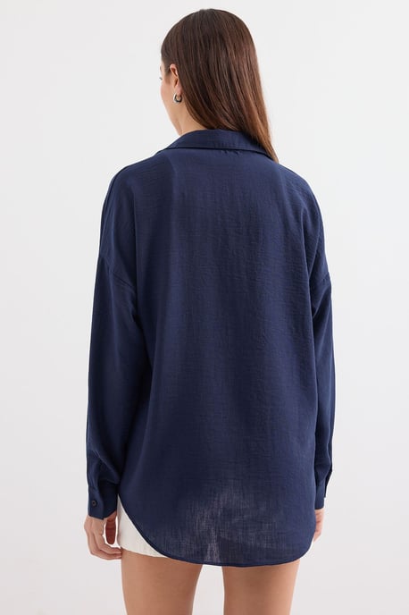 Linnen Gemixt Shirt met Knopen Sluiting - Image 6