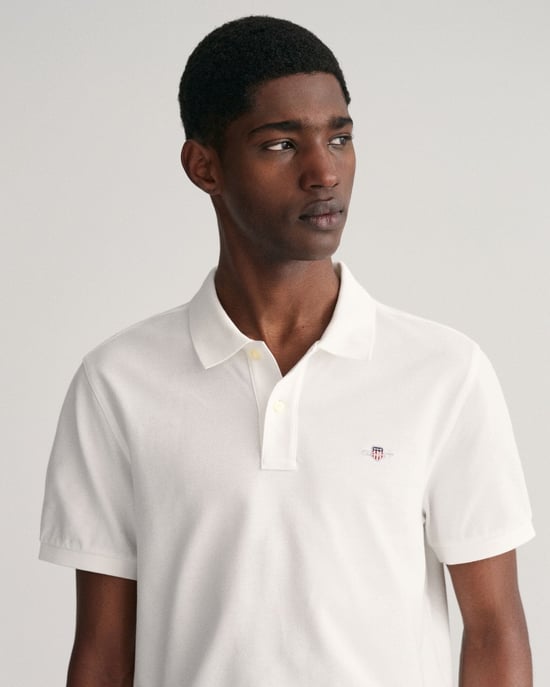 GANT Heren Regular Fit Korte Mouw Shield Logo Pique Polo - Image 1