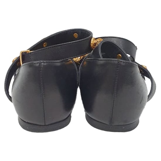Versace Tribute Logo Ballerina Flats in Zwart Leder - Image 3
