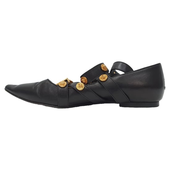 Versace Tribute Logo Ballerina Flats in Zwart Leder - Image 4
