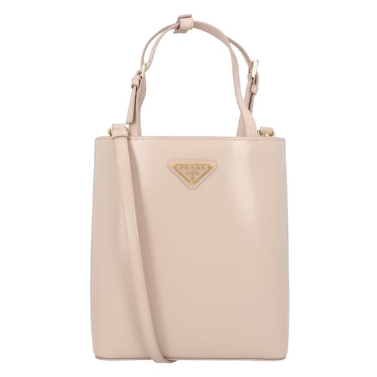 Prada Triangle Logo leren handtas voor dames in beige - Image 1