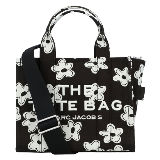 Marc Jacobs zwarte handtas "The Small Tote Bag" met bloemenprint en geborduurd logo, gemaakt van katoen, voor dames. - Image 1