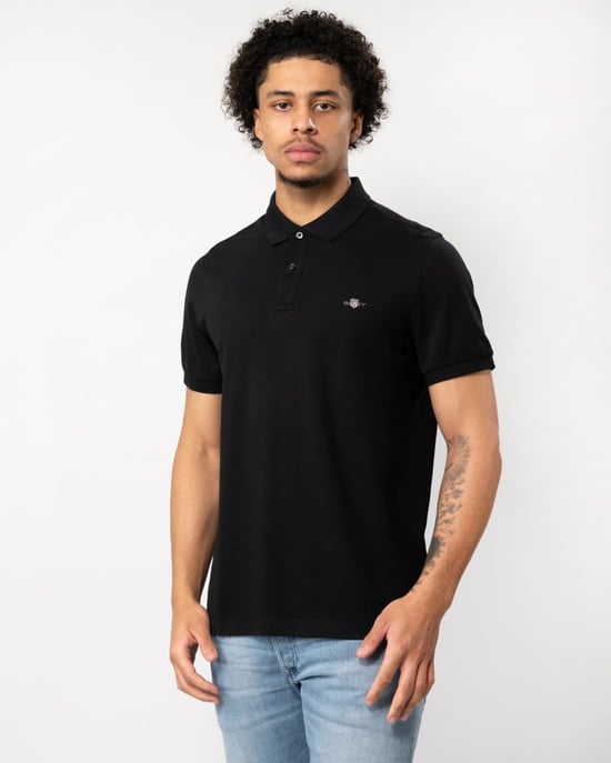 GANT Heren Regular Fit Korte Mouw Shield Logo Pique Polo - Image 1