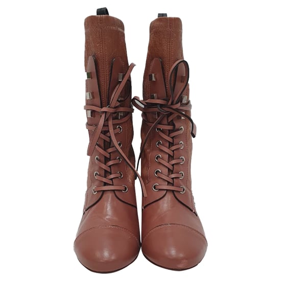 Stuart Weitzman Veruka Veterschoen Enkellaarsjes in Roze Leer - Image 2