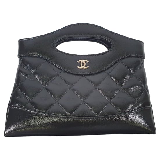 Chanel Fijn Gequilt Nano 31 Shopper in Zwart Kalfsleer - Image 5
