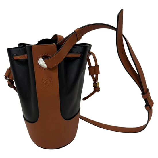 Loewe Small Balloon Bucket Bag in zwart en bruin leer - Image 2