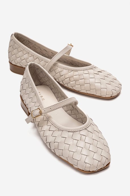 Yevora Leren Gevlochten Riem Ballerina - Image 1