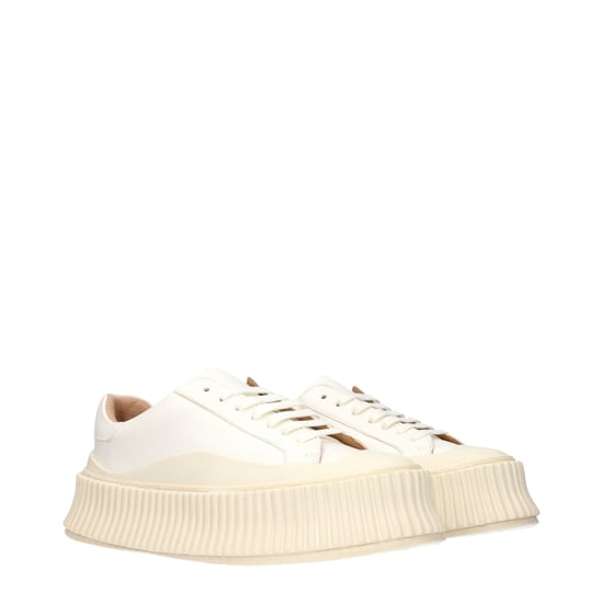 Jil Sander Witte Leren Platform Sneakers - Image 2