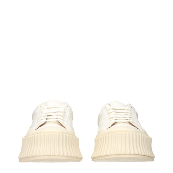 Jil Sander Witte Leren Platform Sneakers - Image 3